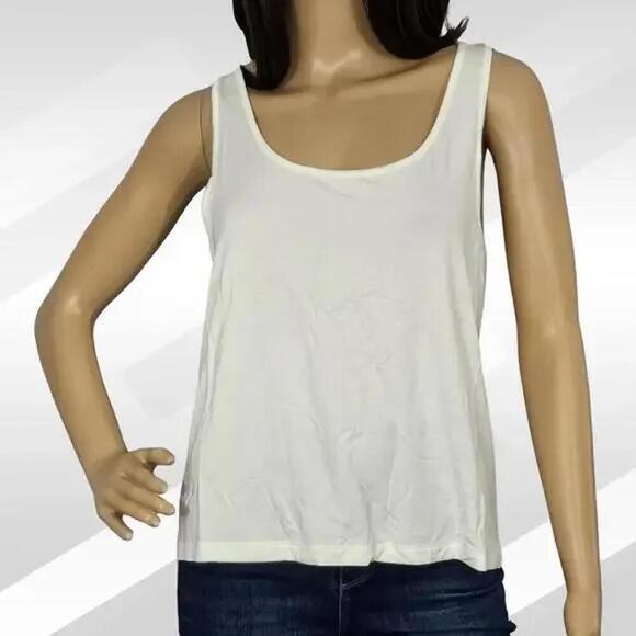 2/$30 Andie The Scoop Tank Bamboo Jersey Snow Size L | Soft Everyday Basic - Picture 3 of 7